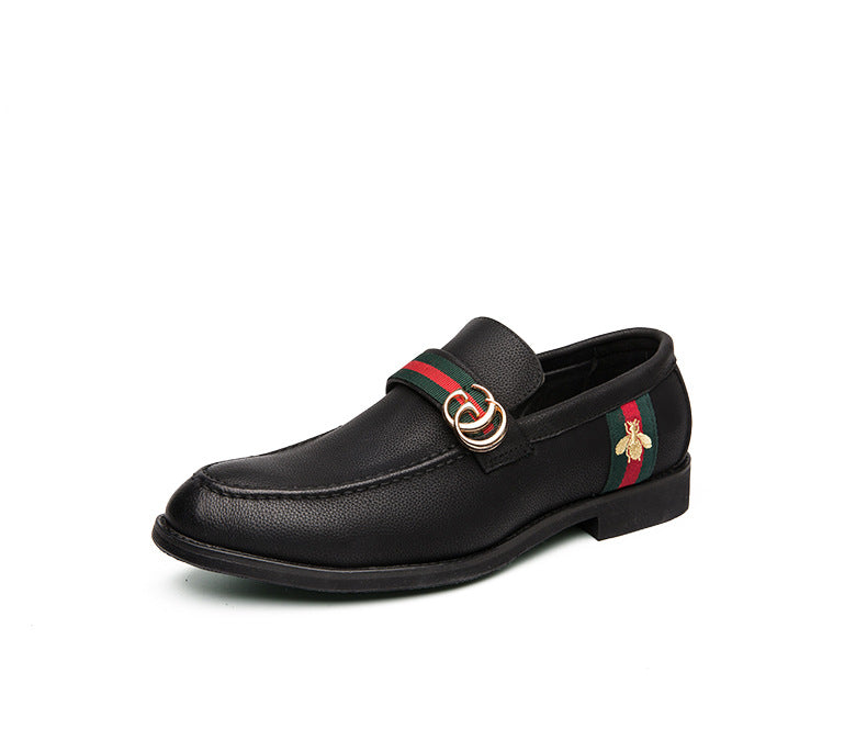 Korean style trendy slip-on daily casual men's shoes soft bottom breathable all-match hidden height pointed leather shoes men's peas shoes
