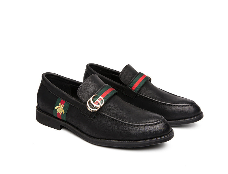 Korean style trendy slip-on daily casual men's shoes soft bottom breathable all-match hidden height pointed leather shoes men's peas shoes