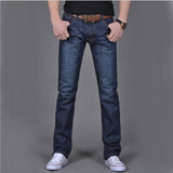 Cross-border Trade Autumn and Winter Men's Jeans Korean Style Youth Slim-fit Stretch plus size Washed Straight Denim Long Pants