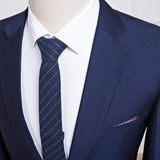 New sapphire blue suit set two-piece business casual Korea n slim groom wedding number 919