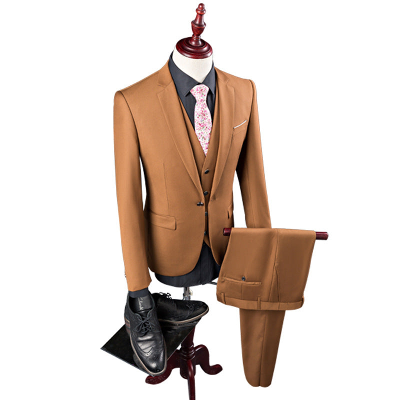 autumn and winter 2026 new men's fashion solid color lapel suit three-piece suit