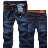 Cross-border Trade Autumn and Winter Men's Jeans Korean Style Youth Slim-fit Stretch plus size Washed Straight Denim Long Pants