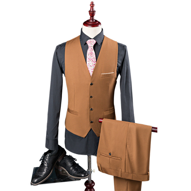 autumn and winter 2026 new men's fashion solid color lapel suit three-piece suit