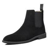 Chelsea Boots Men's Large Size 45 46 Supply Genuine Leather Fall Winter Men Boots British Martin Boots Men (Black)