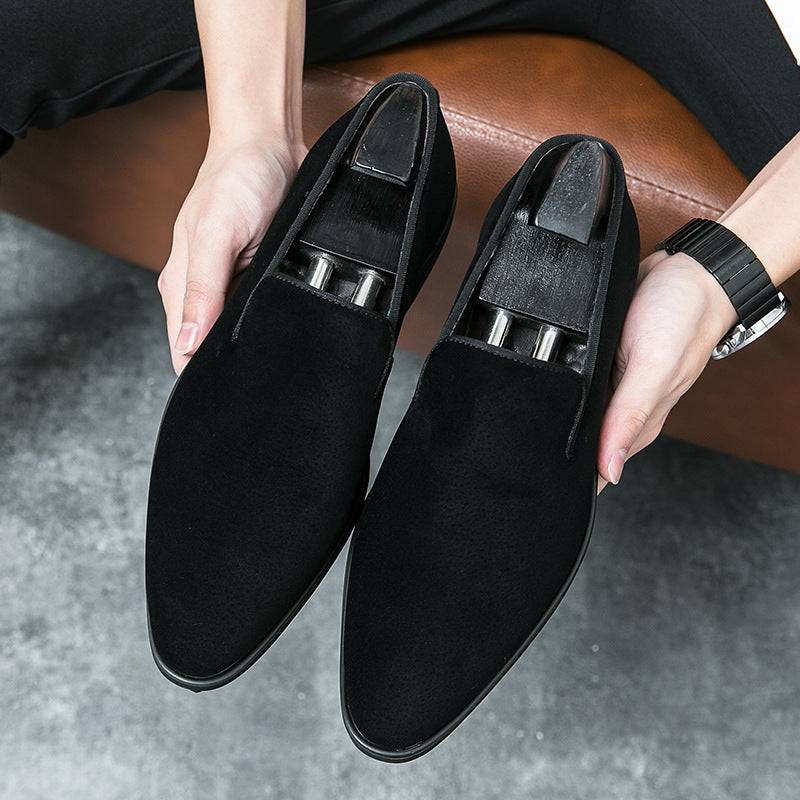 Men's Pointed Matte Leather Loafers - British Style