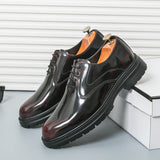 Men's Red Leather Derby Shoes - Casual Business Wear