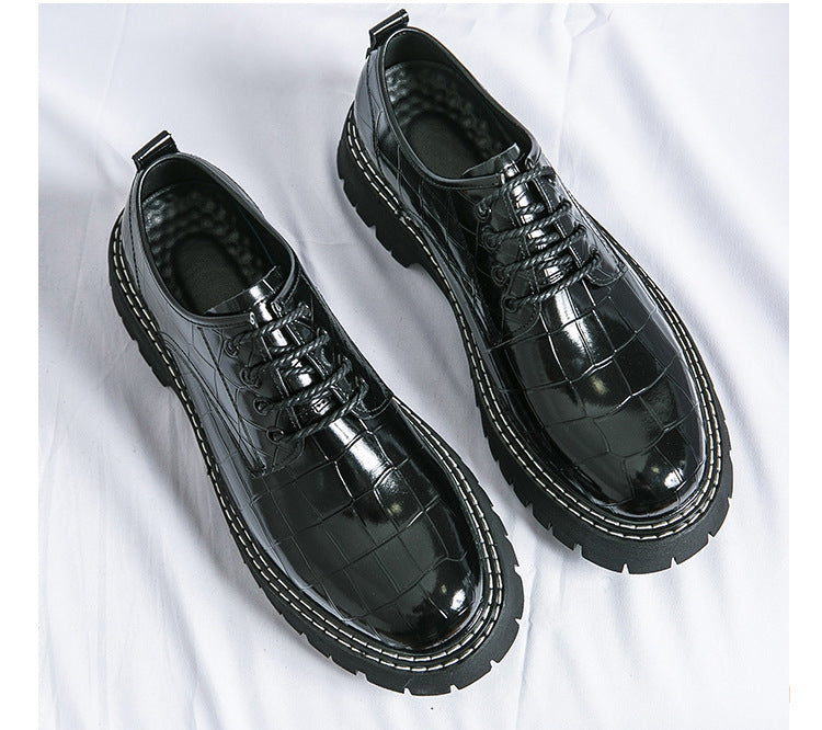 2026 spring/autumn cross-border plus size men's low-cut leather shoes, new men's thick-soled height-