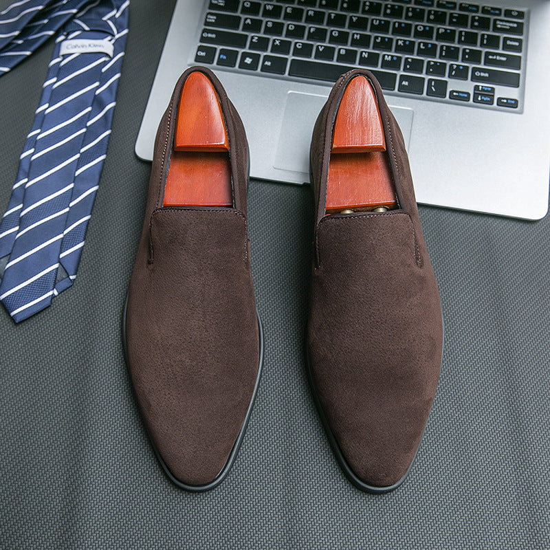 Men's Pointed Matte Leather Loafers - British Style