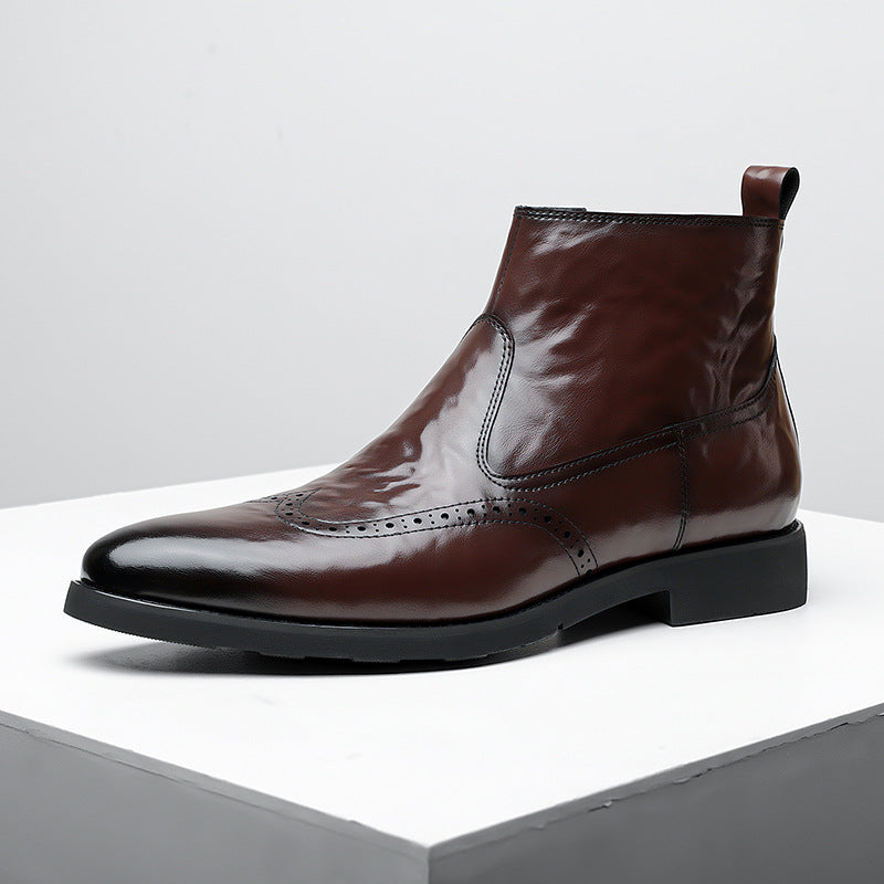 Men's Retro High-Top Chelsea Boots - Leather