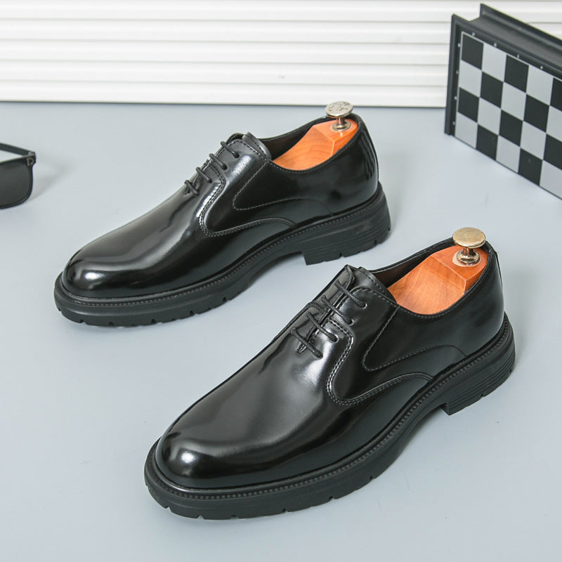 Men's Red Leather Derby Shoes - Casual Business Wear