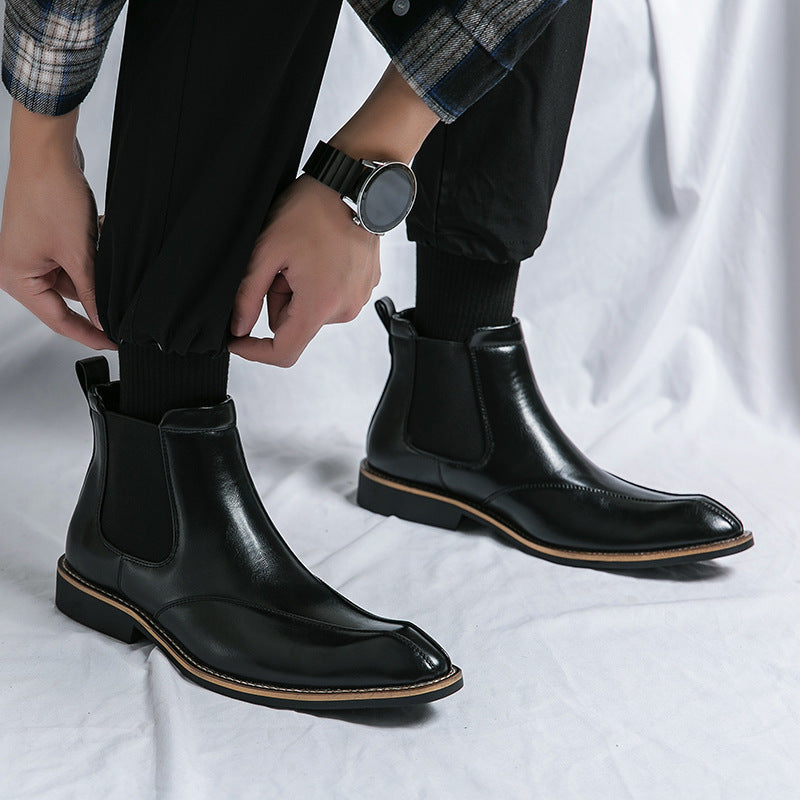 Men's High-Top Chelsea Boots - Leather