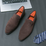 Men's Pointed Matte Leather Loafers - British Style