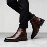 Men's Retro High-Top Chelsea Boots - Leather