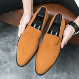 Men's Pointed Matte Leather Loafers - British Style