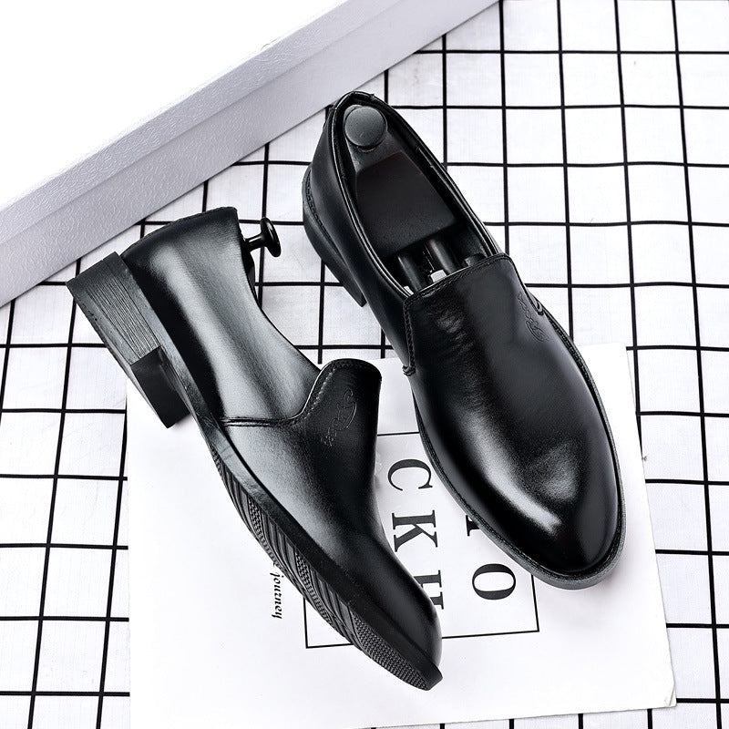 Men's Pointed Leather Dress Shoes - Height Increasing