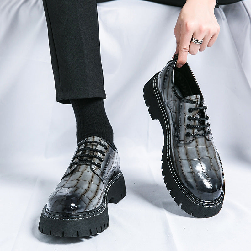 2026 spring/autumn cross-border plus size men's low-cut leather shoes, new men's thick-soled height-