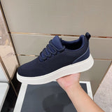 Men's Lightweight Mesh Sports Shoes - Thick-Soled Lace-Up