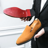 Men's Pointed Matte Leather Loafers - British Style