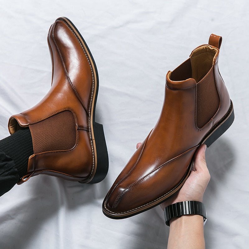 Men's High-Top Chelsea Boots - Leather