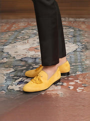 New six-color men's handmade suede loafers European and American style party tassel slip-on yuppie shoes smoking shoes