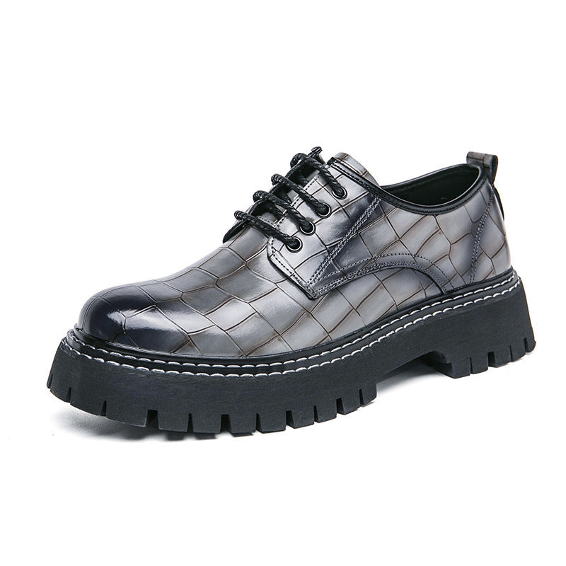 2026 spring/autumn cross-border plus size men's low-cut leather shoes, new men's thick-soled height-
