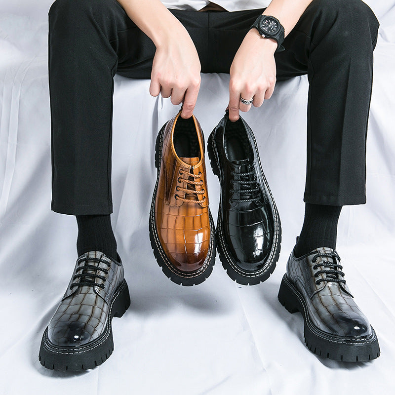 2026 spring/autumn cross-border plus size men's low-cut leather shoes, new men's thick-soled height-