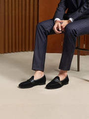 Summer new style breathable nubuck leather men's slip-on lazy shoes European and American style metal buckle casual loafers large size