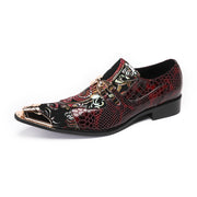 European Version Cowhide Men's Shoes Handmade Shoes Crocodile Pattern Monk Shoes Wine Red Wedding Sh
