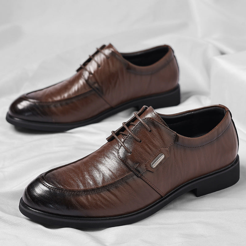 Cross-border plus size men's shoes business formal leather shoes men's casual hand-grabbed pattern
