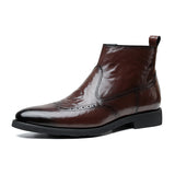 Men's Retro High-Top Chelsea Boots - Leather