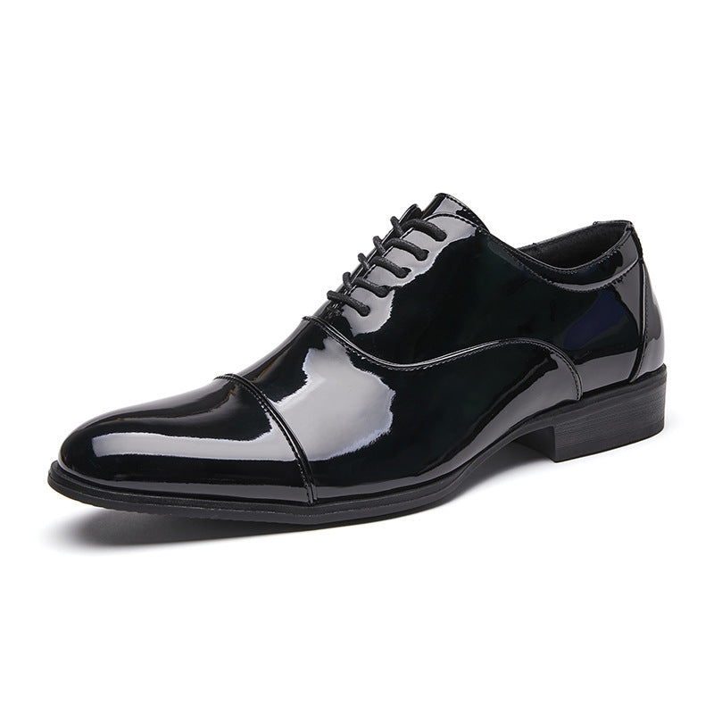 British 2026 new spring and summer patent leather glossy men's leather shoes three-joint business