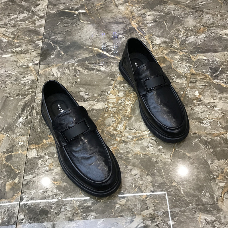 Men's Black Cowhide Casual Loafers