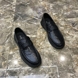 Men's Black Cowhide Casual Loafers