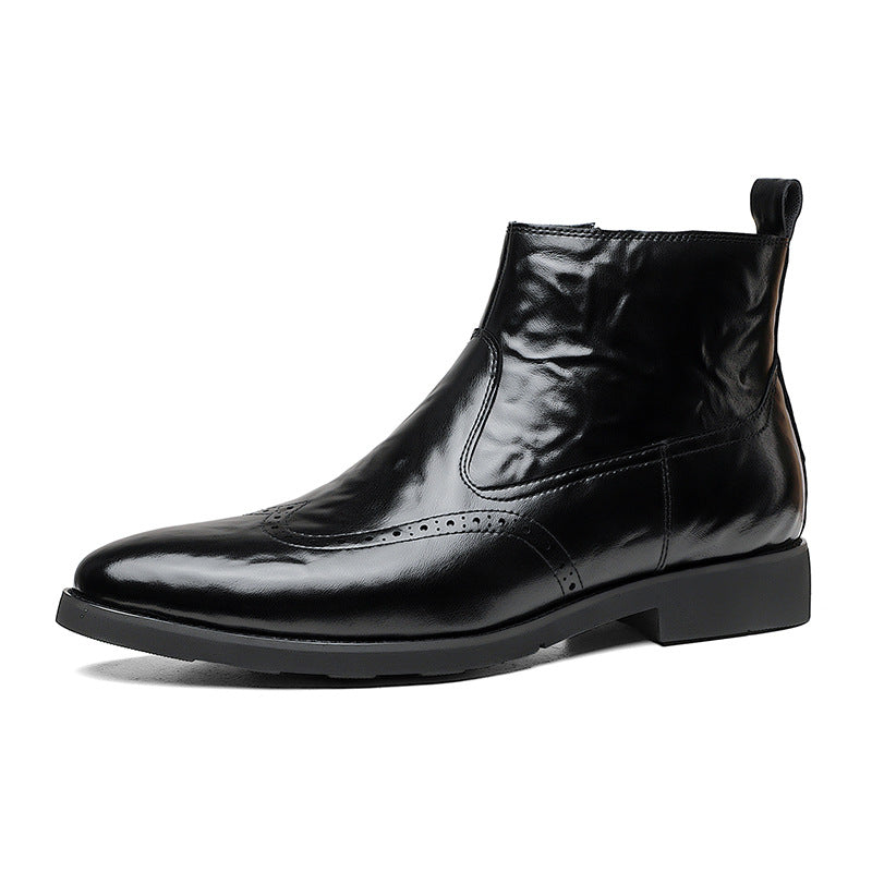 Men's Retro High-Top Chelsea Boots - Leather