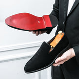 Men's Pointed Matte Leather Loafers - British Style