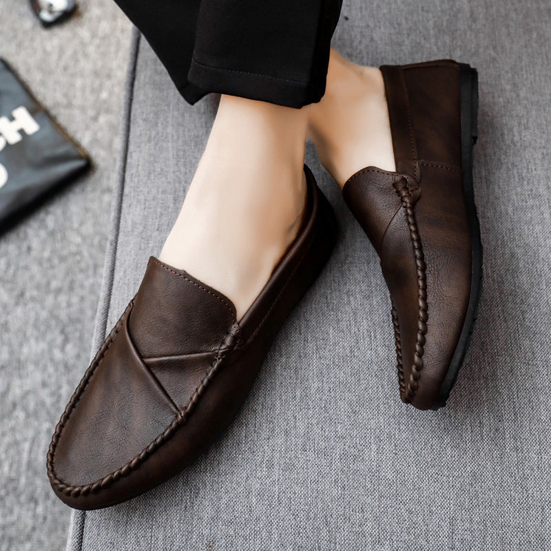 British style work soft sole waterproof casual brown lightweight anti-slip men's loafers business sh