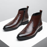 Men's Retro High-Top Chelsea Boots - Leather