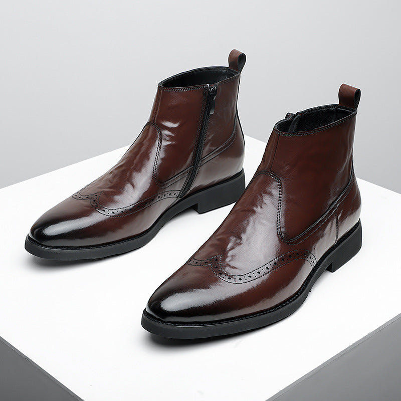 Men's Retro High-Top Chelsea Boots - Leather