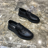 Men's Black Cowhide Casual Loafers
