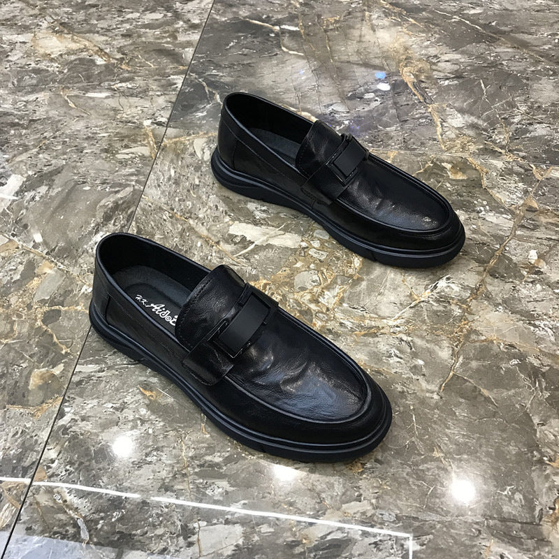 Men's Black Cowhide Casual Loafers