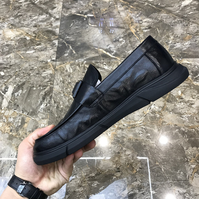 Men's Black Cowhide Casual Loafers