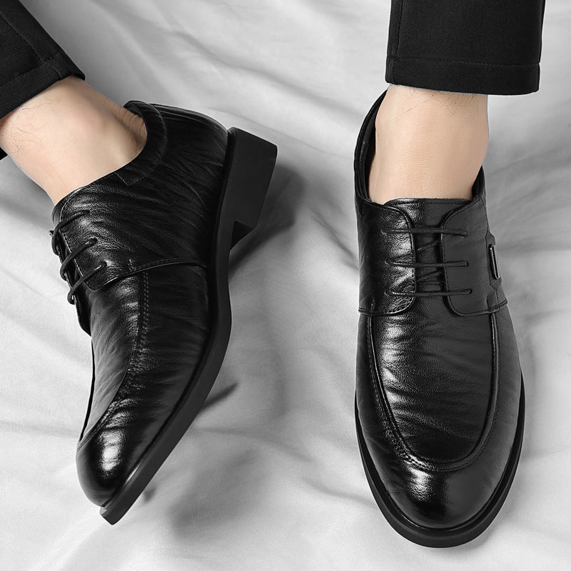 Cross-border plus size men's shoes business formal leather shoes men's casual hand-grabbed pattern