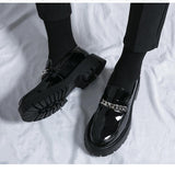 Men's Patent Leather Platform Loafers - Trendy Thick Heel