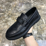 Men's Black Cowhide Casual Loafers