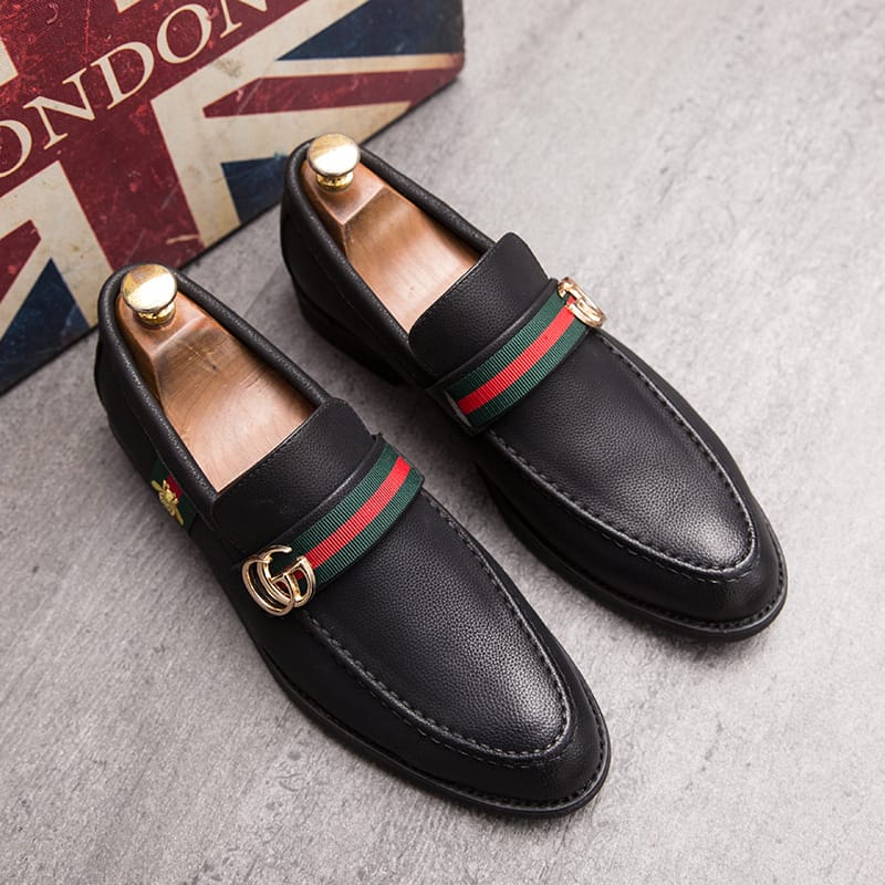 Korean style trendy slip-on daily casual men's shoes soft bottom breathable all-match hidden height pointed leather shoes men's peas shoes