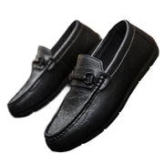 Wear-resistant business summer 2024 black handmade men's one-pedal loafer beanie small leather shoes breathable casual work