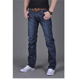 Cross-border Trade Autumn and Winter Men's Jeans Korean Style Youth Slim-fit Stretch plus size Washed Straight Denim Long Pants
