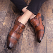 British retro leather shoes men's korean version of the trendy 100 young leather shoes raised hair stylist casual shoes