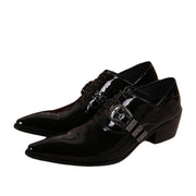 JACK'S trend British pointed leather men's shoes increased personality hair stylist married black fashion leather shoes