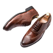 Bullock men's shoes carved retro casual leather shoes men's fashion groom size 47 English wind gentleman Oxford shoes